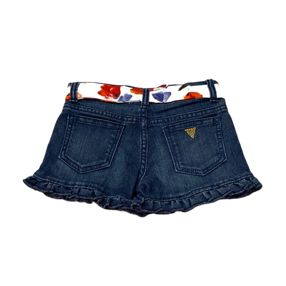 GUESS DENIM GIRL POPPY SASH ADJUSTABLE RUFFLE SHORTS - Picture 4 of 6